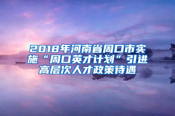 2018年河南省周口市实施“周口英才计划”引进高层次人才政策待遇