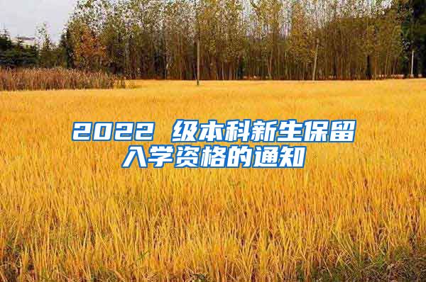 2022 级本科新生保留入学资格的通知