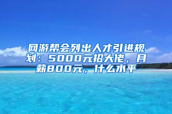 网游帮会列出人才引进规划：5000元招大佬，月薪800元，什么水平