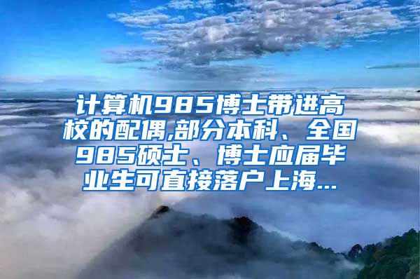 计算机985博士带进高校的配偶,部分本科、全国985硕士、博士应届毕业生可直接落户上海...