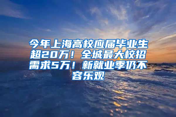 今年上海高校应届毕业生超20万！全城最大校招需求5万！新就业季仍不容乐观