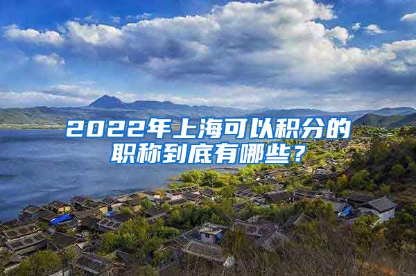 2022年上海可以积分的职称到底有哪些？