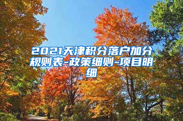 2021天津积分落户加分规则表-政策细则-项目明细