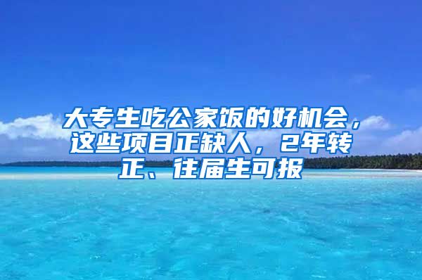 大专生吃公家饭的好机会，这些项目正缺人，2年转正、往届生可报