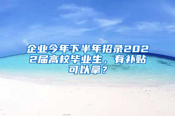 企业今年下半年招录2022届高校毕业生，有补贴可以拿？