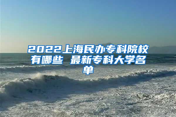 2022上海民办专科院校有哪些 最新专科大学名单