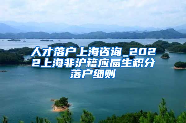 人才落户上海咨询_2022上海非沪籍应届生积分落户细则