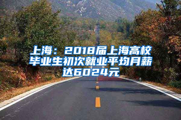 上海：2018届上海高校毕业生初次就业平均月薪达6024元