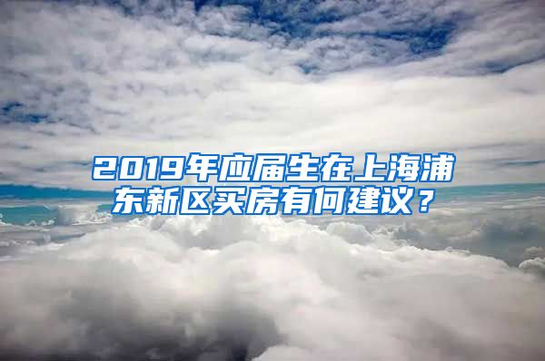 2019年应届生在上海浦东新区买房有何建议？