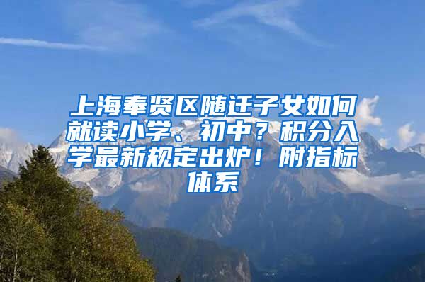 上海奉贤区随迁子女如何就读小学、初中？积分入学最新规定出炉！附指标体系