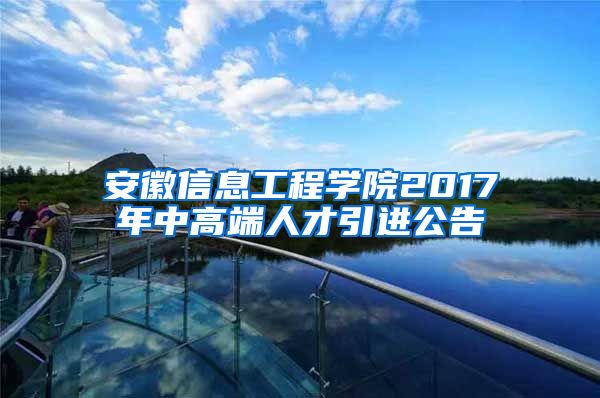 安徽信息工程学院2017年中高端人才引进公告