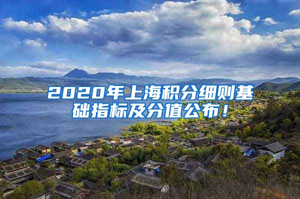 2020年上海积分细则基础指标及分值公布！