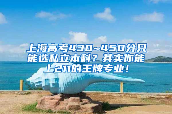 上海高考430~450分只能选私立本科？其实你能上211的王牌专业！