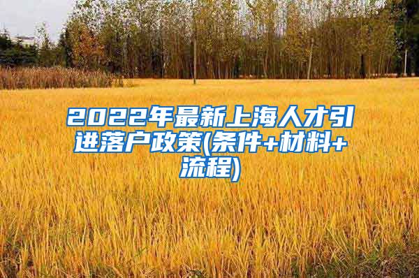 2022年最新上海人才引进落户政策(条件+材料+流程)