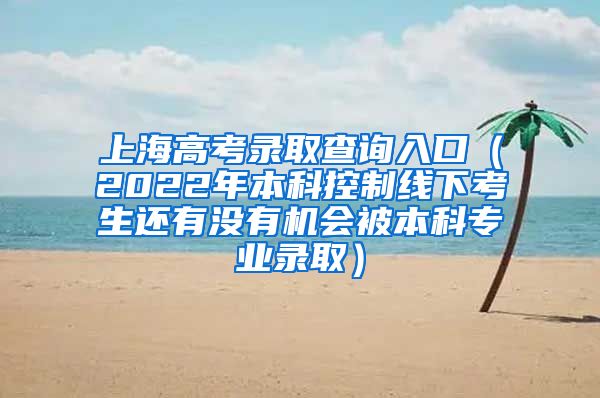 上海高考录取查询入口（2022年本科控制线下考生还有没有机会被本科专业录取）