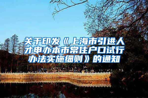 关于印发《上海市引进人才申办本市常住户口试行办法实施细则》的通知