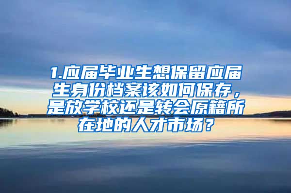 1.应届毕业生想保留应届生身份档案该如何保存，是放学校还是转会原籍所在地的人才市场？