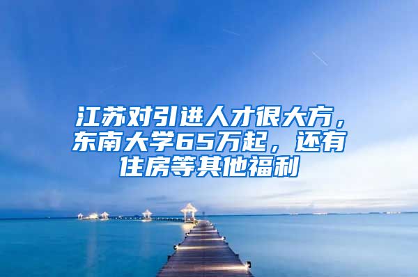 江苏对引进人才很大方，东南大学65万起，还有住房等其他福利