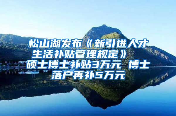 松山湖发布《新引进人才生活补贴管理规定》  硕士博士补贴3万元 博士落户再补5万元