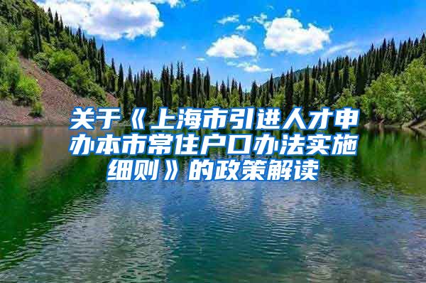 关于《上海市引进人才申办本市常住户口办法实施细则》的政策解读