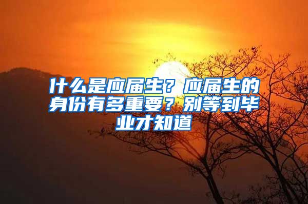 什么是应届生？应届生的身份有多重要？别等到毕业才知道