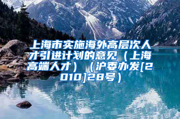 上海市实施海外高层次人才引进计划的意见（上海高端人才）（沪委办发[2010]28号）