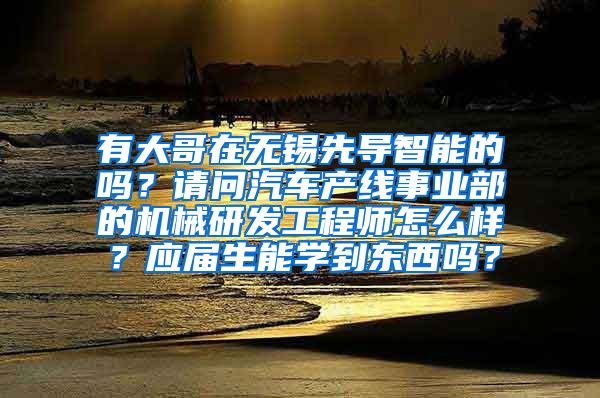 有大哥在无锡先导智能的吗？请问汽车产线事业部的机械研发工程师怎么样？应届生能学到东西吗？