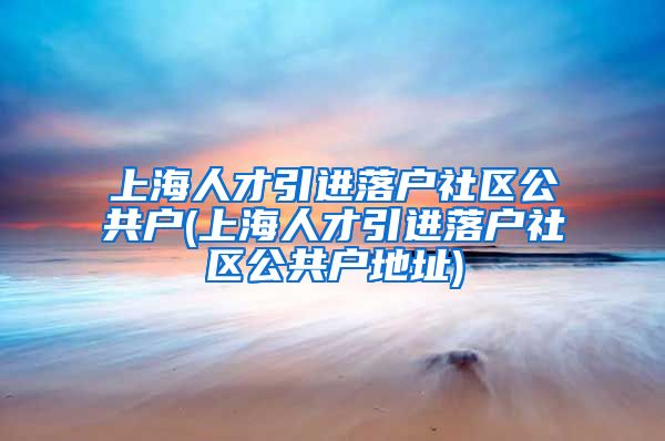 上海人才引进落户社区公共户(上海人才引进落户社区公共户地址)