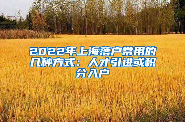 2022年上海落户常用的几种方式：人才引进或积分入户