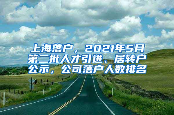 上海落户，2021年5月第二批人才引进、居转户公示，公司落户人数排名