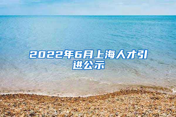 2022年6月上海人才引进公示