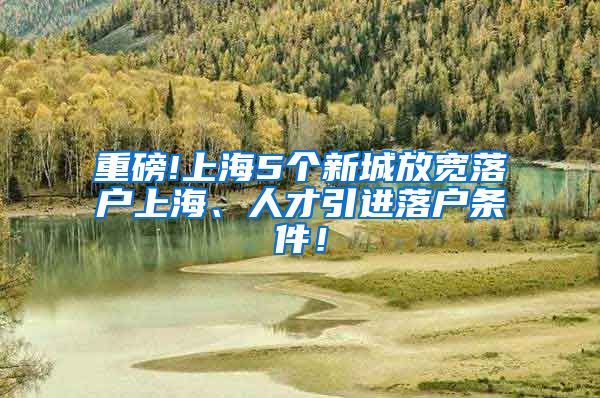 重磅!上海5个新城放宽落户上海、人才引进落户条件！