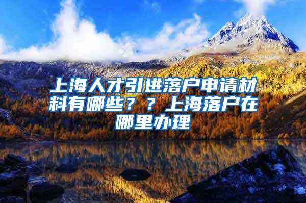 上海人才引进落户申请材料有哪些？？上海落户在哪里办理