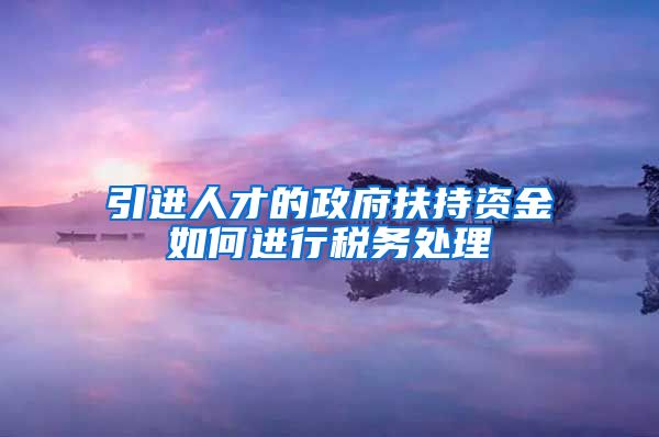 引进人才的政府扶持资金如何进行税务处理