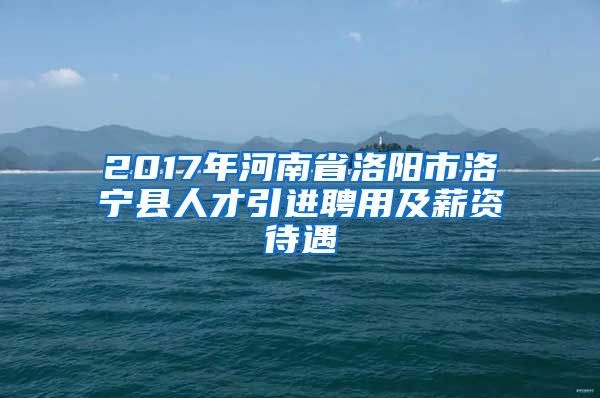 2017年河南省洛阳市洛宁县人才引进聘用及薪资待遇