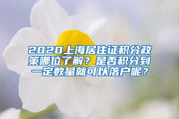 2020上海居住证积分政策哪位了解？是否积分到一定数量就可以落户呢？