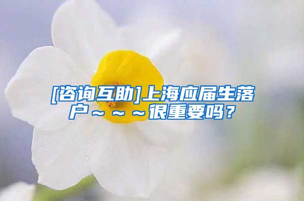 [咨询互助]上海应届生落户～～～很重要吗？