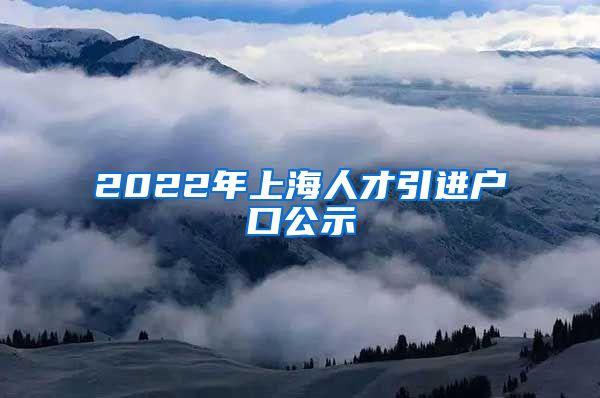 2022年上海人才引进户口公示