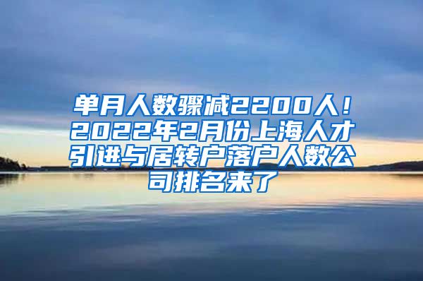 单月人数骤减2200人！2022年2月份上海人才引进与居转户落户人数公司排名来了