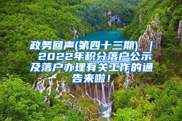 政务回声(第四十三期) ｜ 2022年积分落户公示及落户办理有关工作的通告来啦！