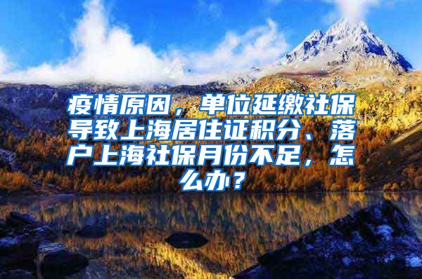 疫情原因，单位延缴社保导致上海居住证积分、落户上海社保月份不足，怎么办？