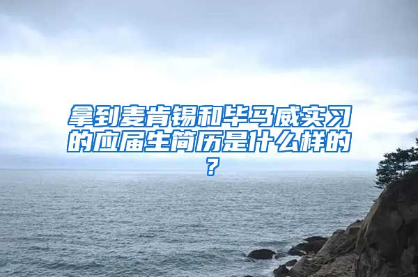 拿到麦肯锡和毕马威实习的应届生简历是什么样的？