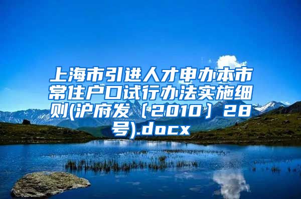 上海市引进人才申办本市常住户口试行办法实施细则(沪府发〔2010〕28号).docx