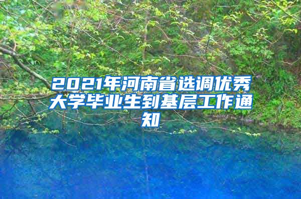 2021年河南省选调优秀大学毕业生到基层工作通知