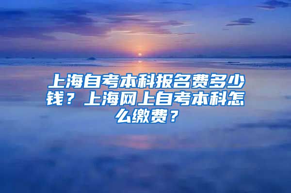 上海自考本科报名费多少钱？上海网上自考本科怎么缴费？