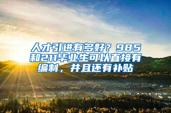 人才引进有多好？985和211毕业生可以直接有编制，并且还有补贴