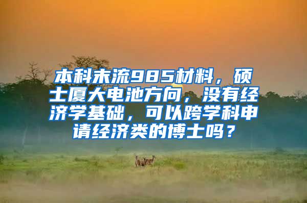 本科末流985材料，硕士厦大电池方向，没有经济学基础，可以跨学科申请经济类的博士吗？