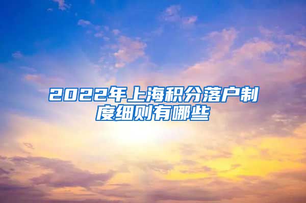 2022年上海积分落户制度细则有哪些