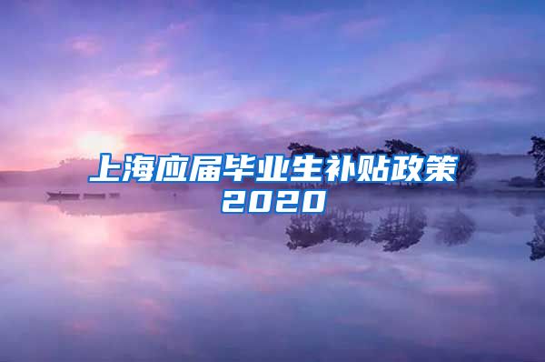 上海应届毕业生补贴政策2020