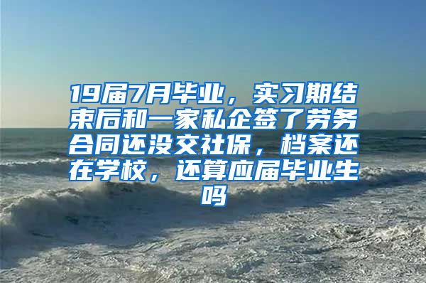 19届7月毕业，实习期结束后和一家私企签了劳务合同还没交社保，档案还在学校，还算应届毕业生吗